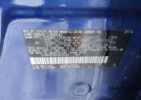 2014 Toyota Rav4 Xle from USA, damaged, VIN 2T3RFREV6EW216209